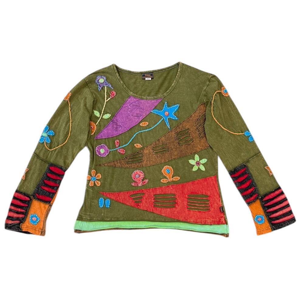 Y2k Rising International Patchwork Bohemian Hippie Top